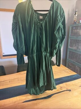 Free People Forest Green Long Sleeve Mini Dress